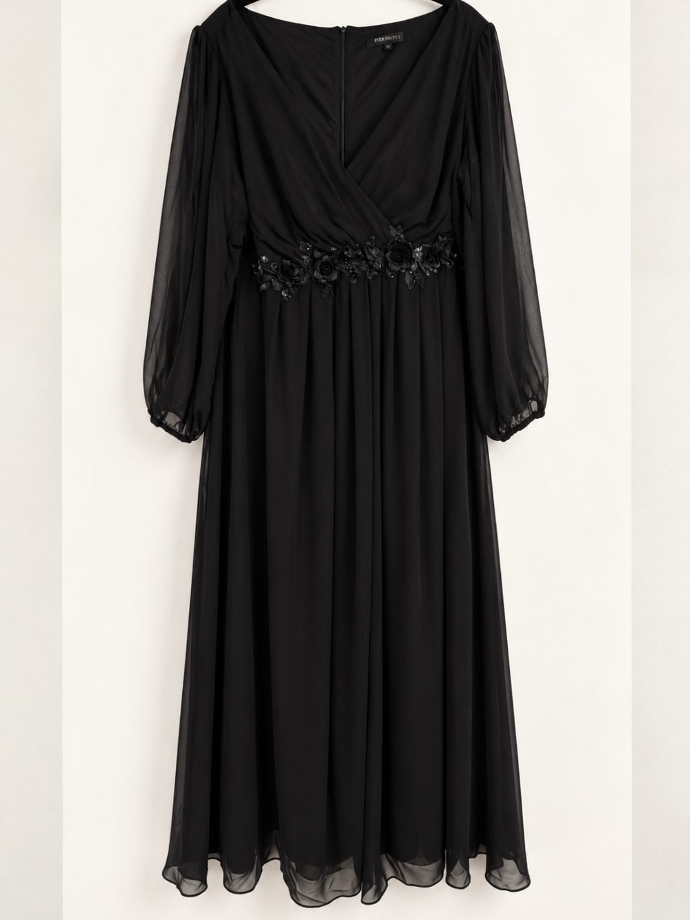 Elegant Black Long-Sleeve Midi Dress